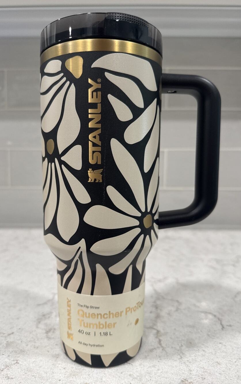 Stanley Wild Blooms 40oz Quencher Leakproof ProTour Flip Straw Tumbler Gold NEW